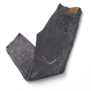 Wrangler Mens Vintage Jeans 38 X 32 (Fits 36x31) Tapered Leg Black Acid Wash